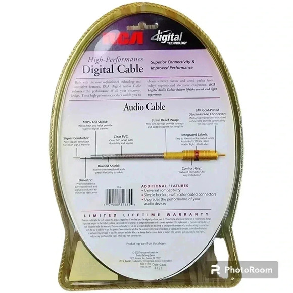 RCA High-Performance Digital Audio Cable DT3A 3ft  24k Gold-Plated Studio, New - Picture 3 of 5